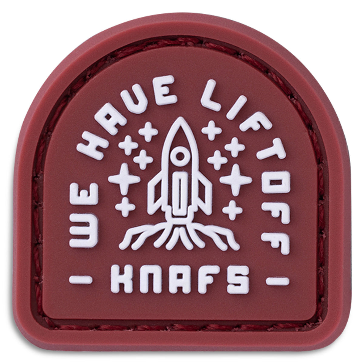 Knafs We Have Liftoff embroidered patch with rocket design