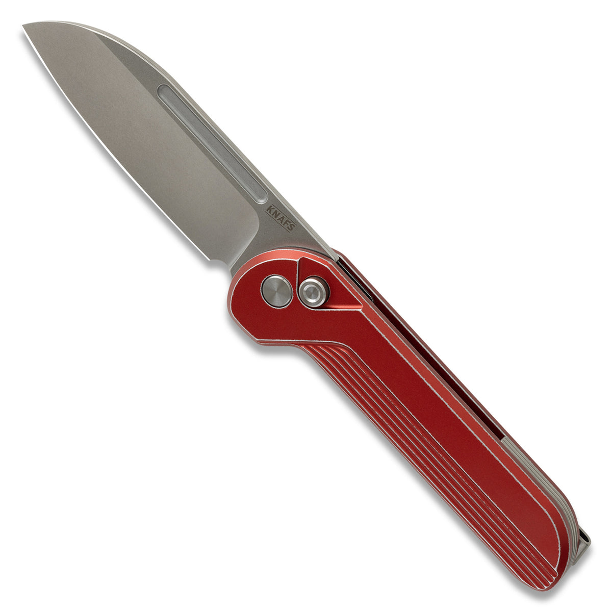 Capcom pocket knife with Re-Entry Red handle, closed, front view