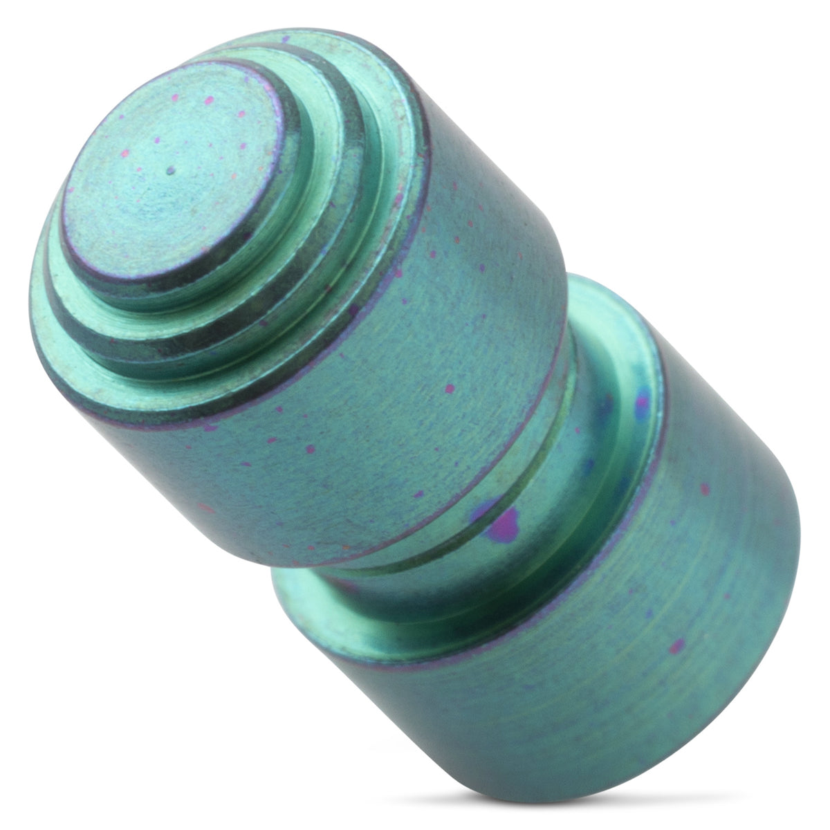 Titanium Thumb Stud for Lander 1/2/3 in teal anodized finish, close-up product shot