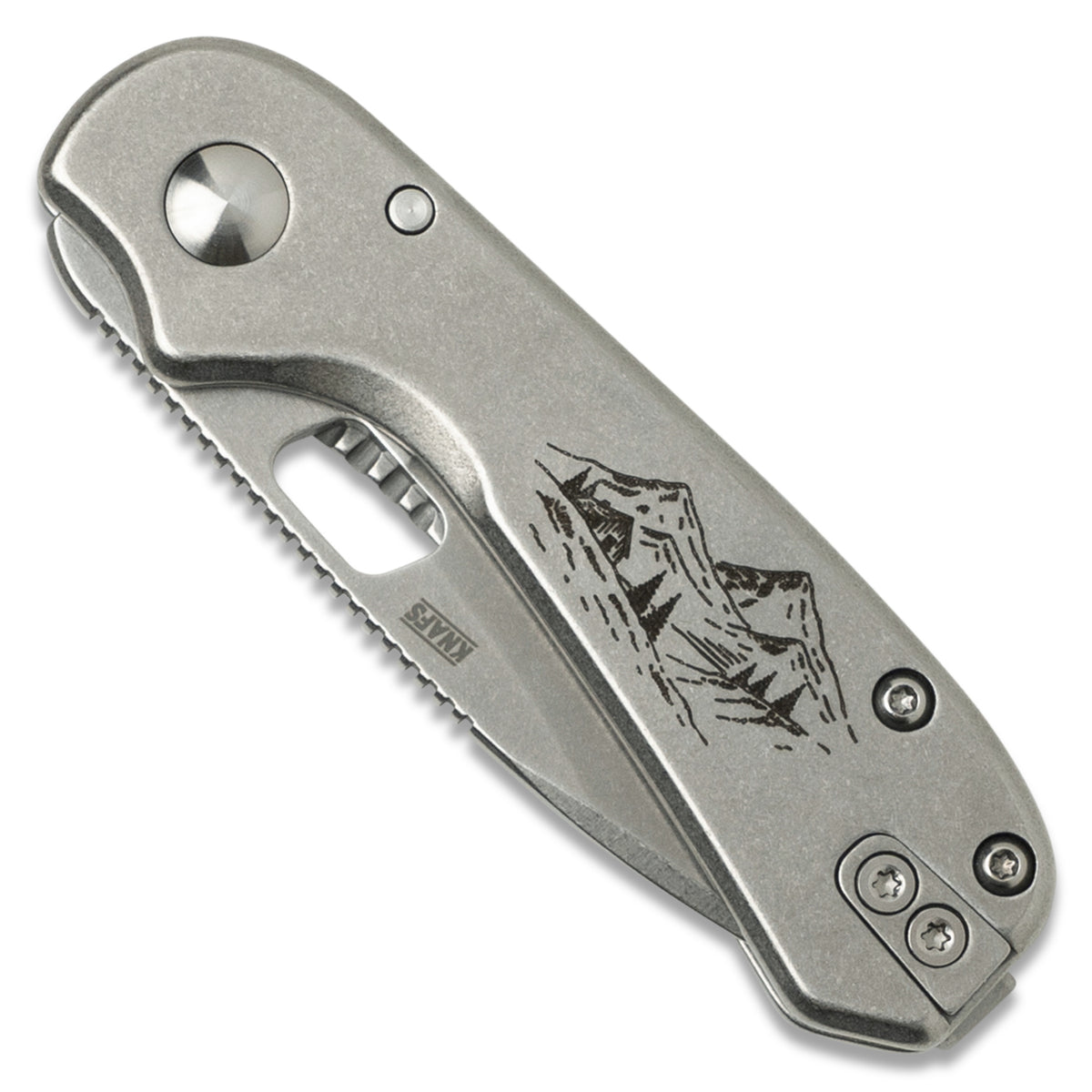 Lander 5 pocket knife, Alpine mountain landscape edition, gray stonewashed, closed