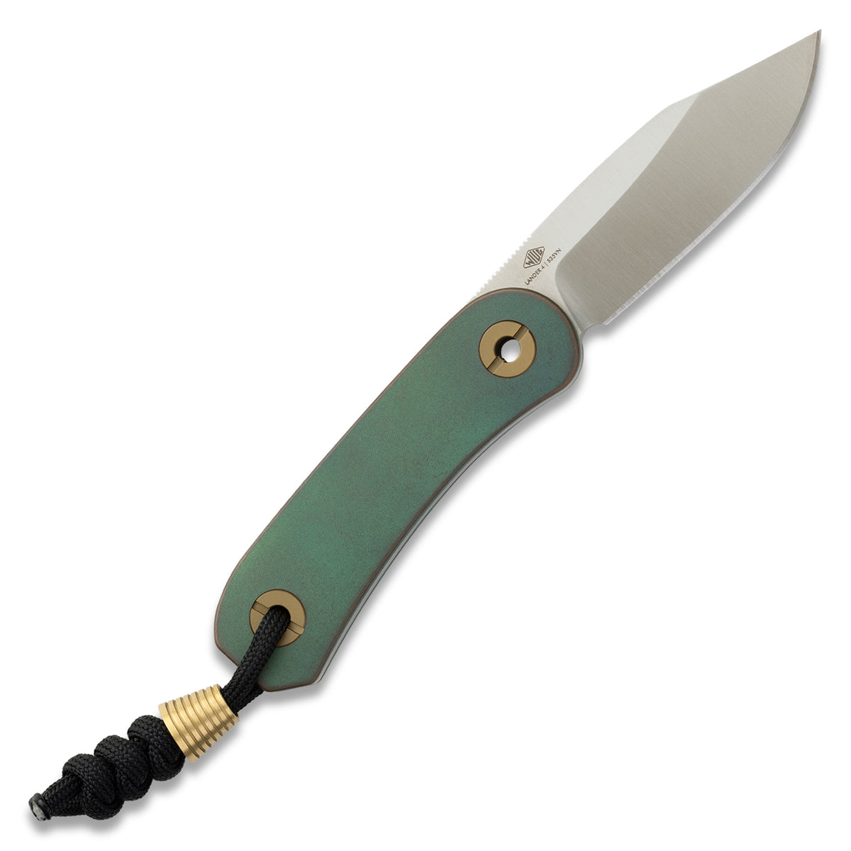 Lander 4 Lady Liberty edition pocket knife with green handle, open, back view