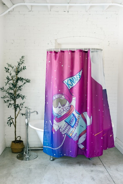 Gary Space Kitty Shower Curtain