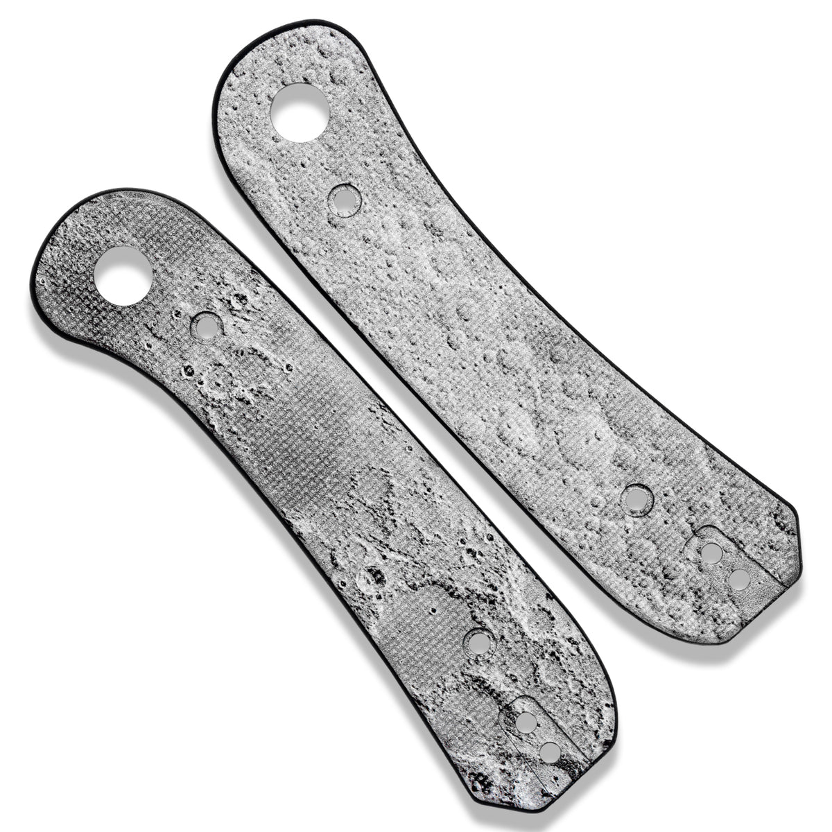 Close-up of the Lander 1 Knife Scales in Lunar Surface G10 showing the textured finish