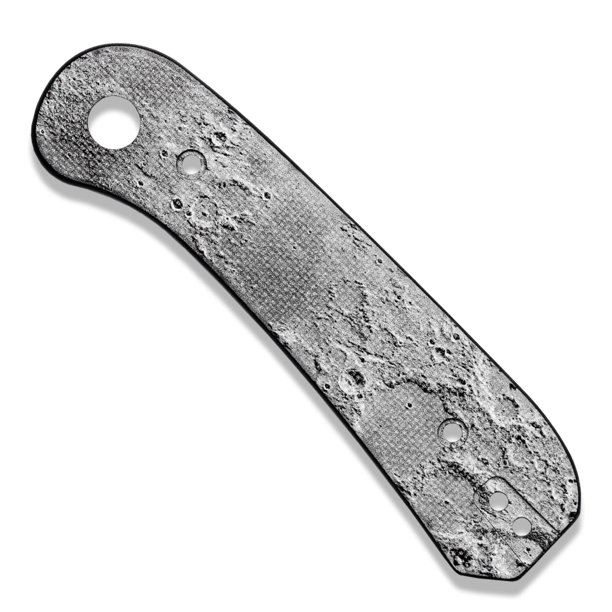 Lander 1 Knife Scales in Lunar Surface G10, gray textured scale pair, flat lay