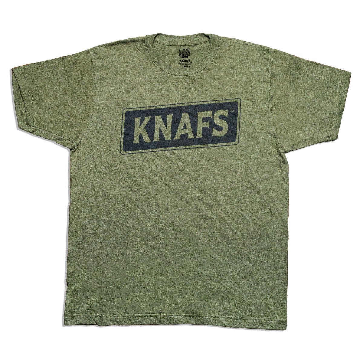 Knafs Big 'Ol Logo T-shirt in green with a large Knafs text logo