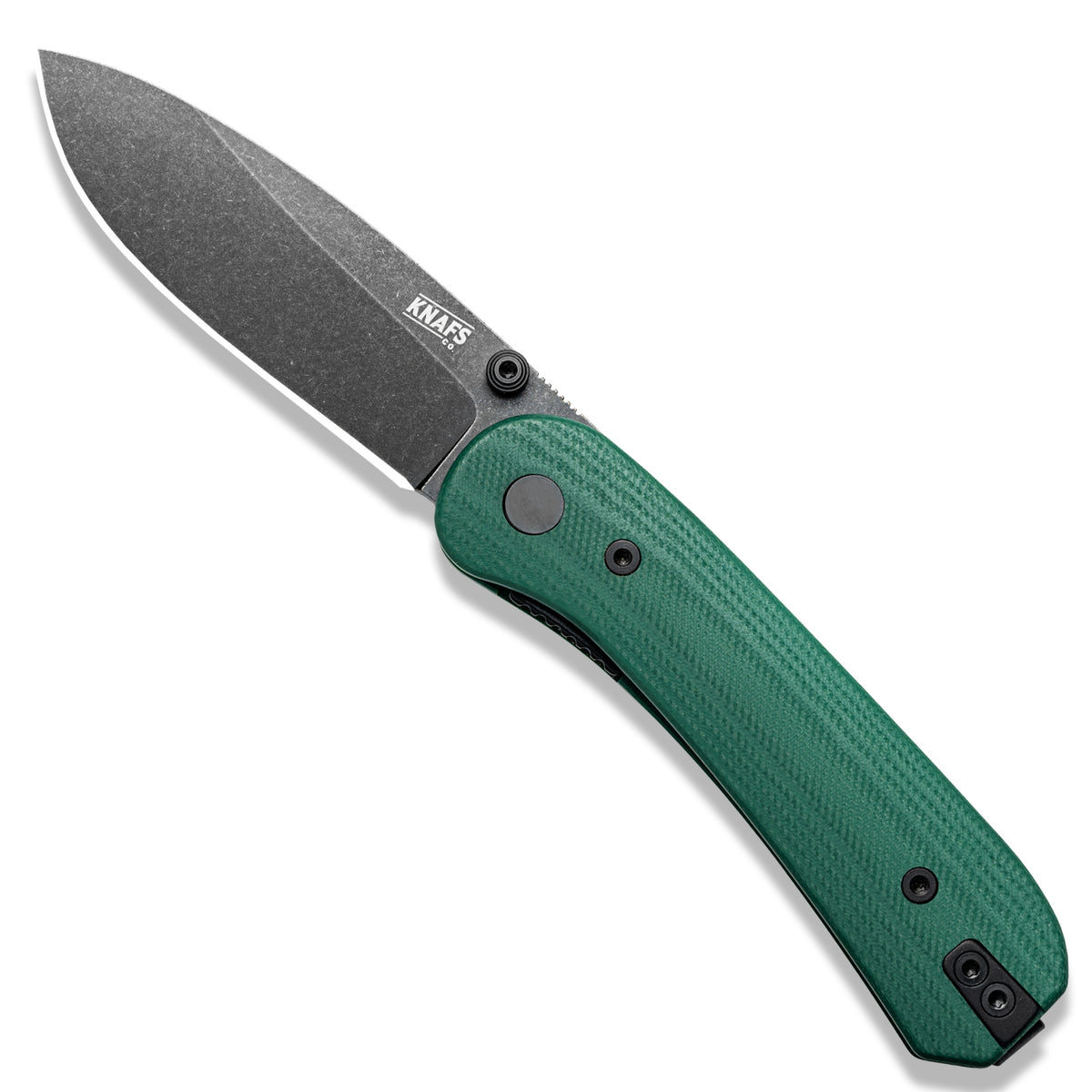 Knafs x Urban EDC Lander Seigaiha Green knife, closed, standing upright