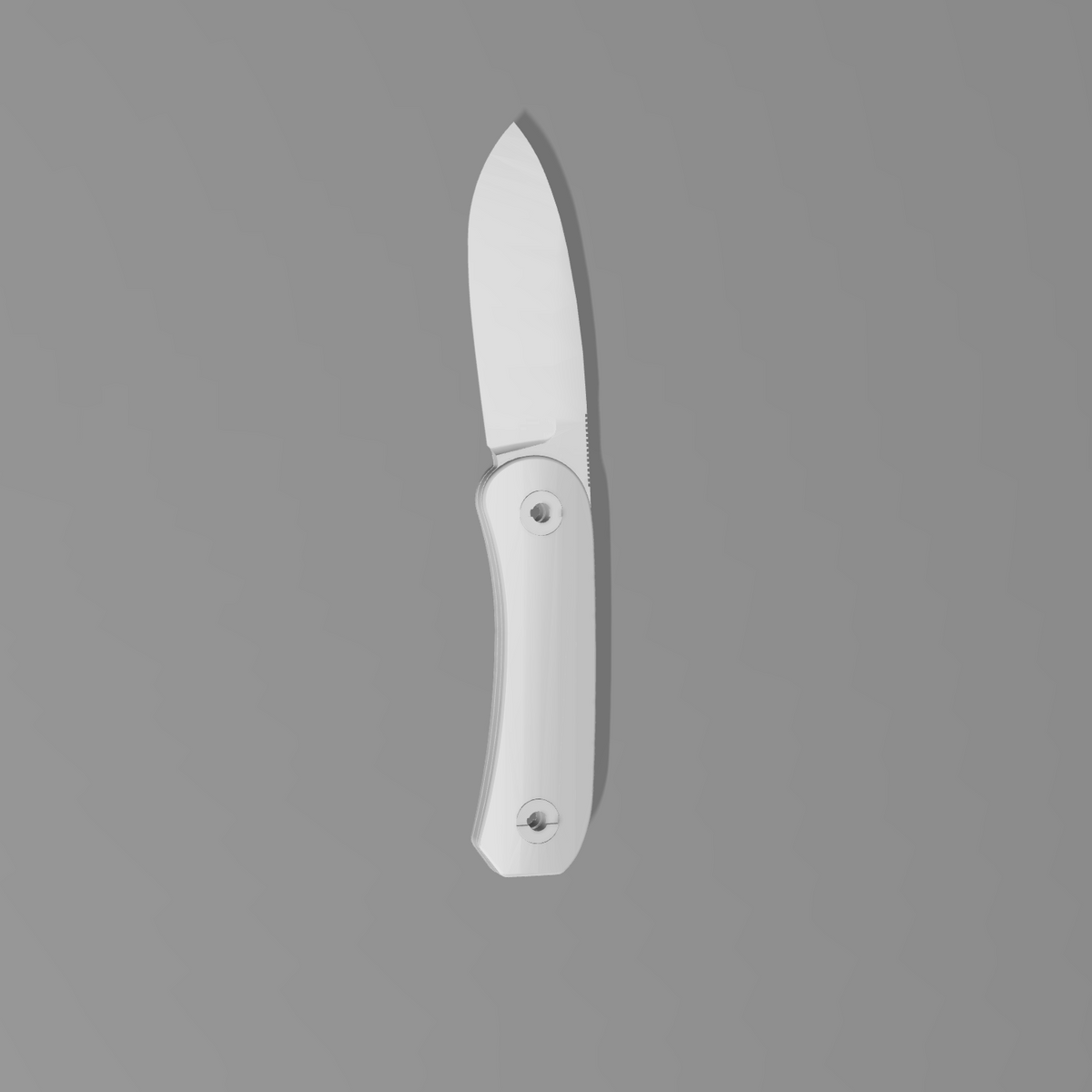 Lander 4 Fixed Blade Knife Silhouette 3D print download, drop point blade shape, gray CAD rendering