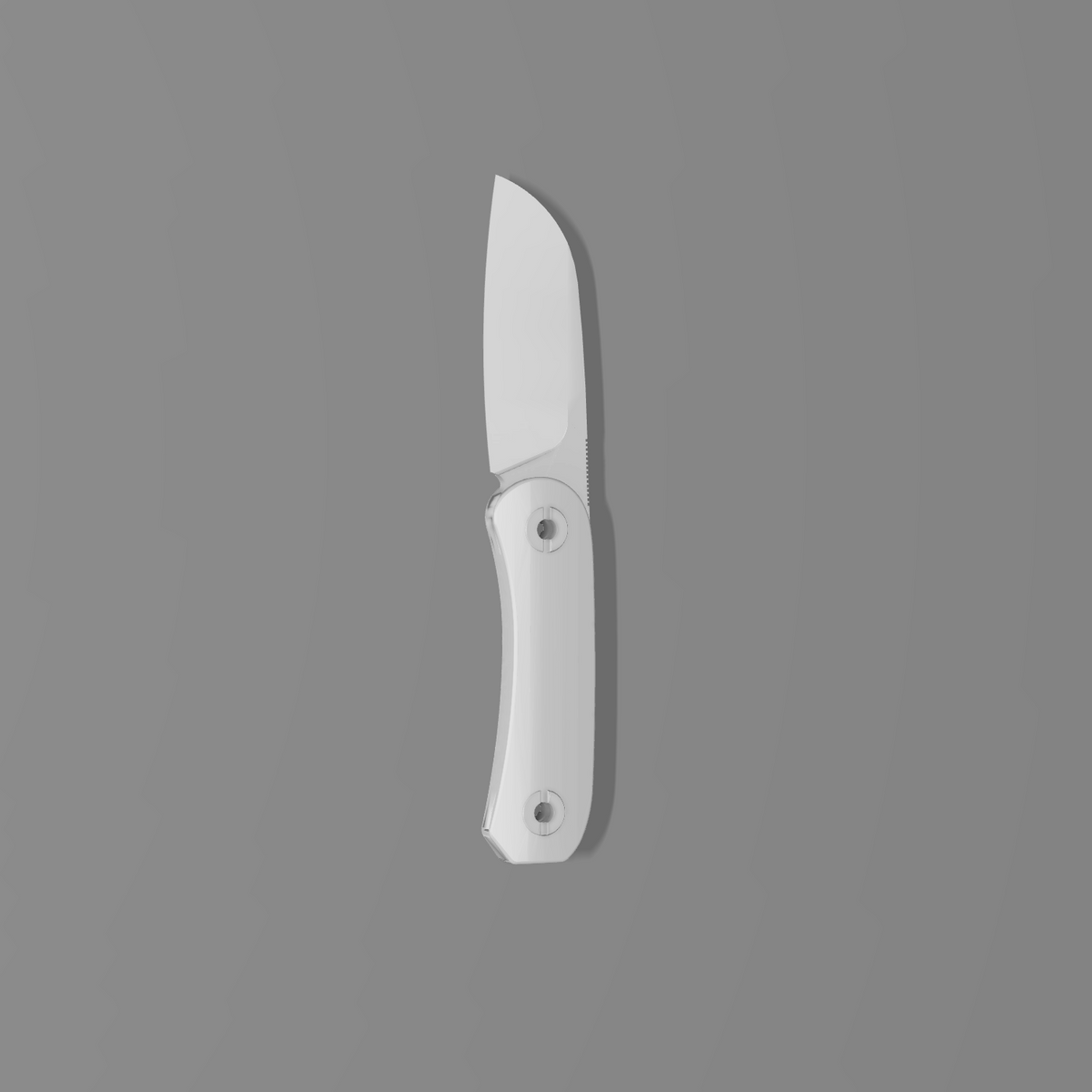 Lander 4 Fixed Blade Knife Silhouette 3D print download, sheepsfoot blade shape, gray CAD rendering