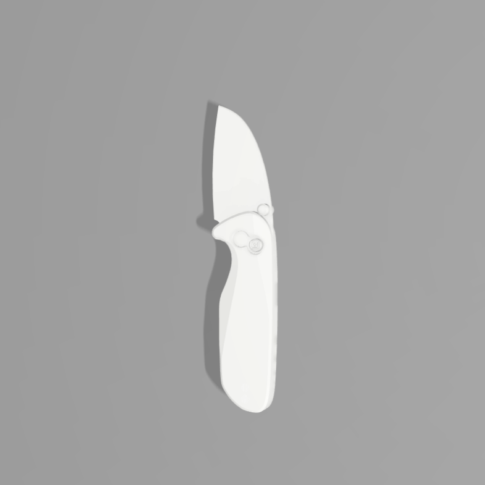 White silhouette illustration of O.C.T. pocket knife, 3D print render