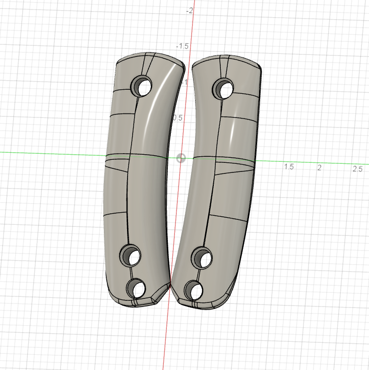 Lulu Fixed Blade Knife 3D print download, gray CAD rendering of the blade pair