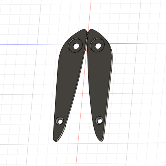 Doodler pocket knife inlay pieces, 3D print render on grid background