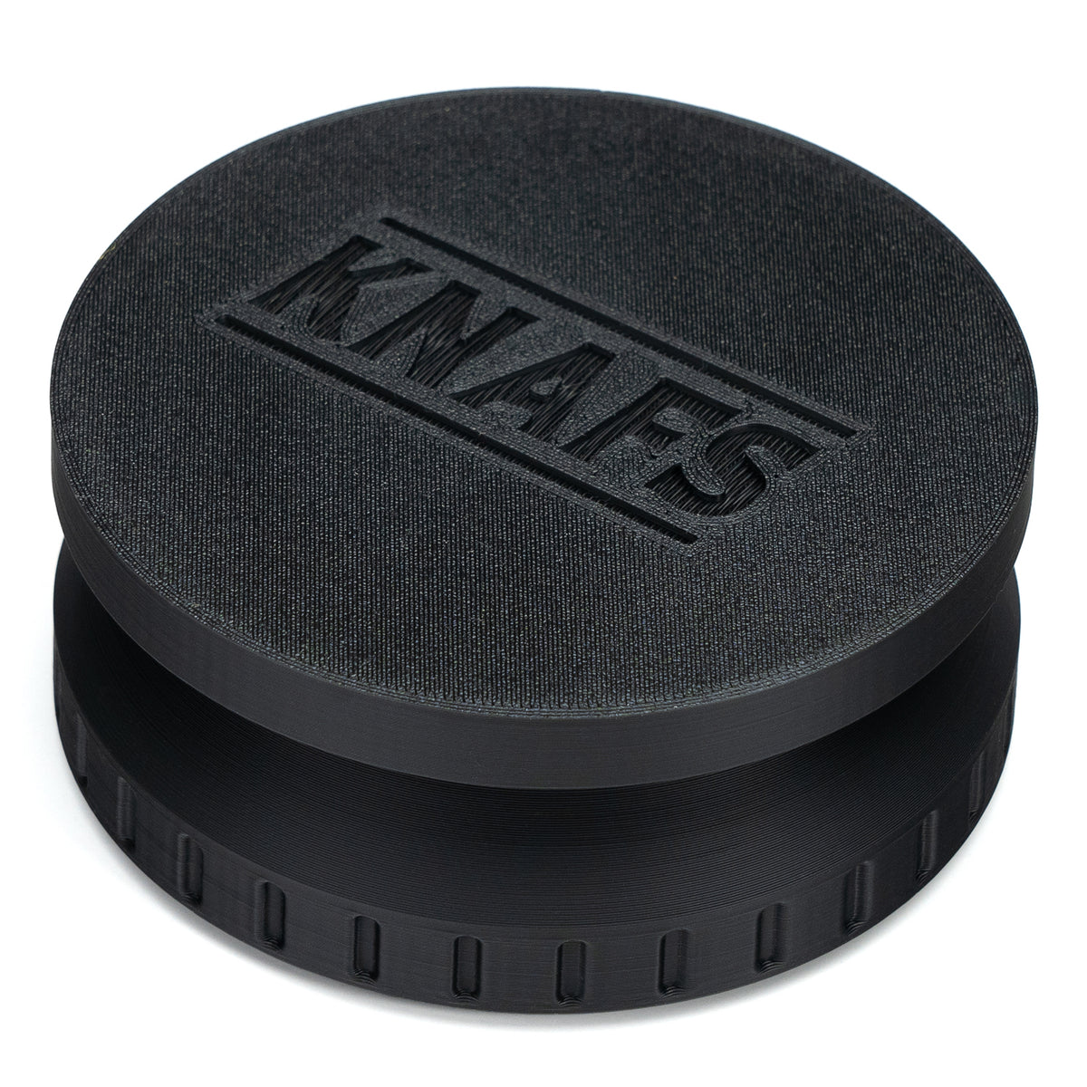Launchpad Desk Organizer 3D print, bottom view showing the embossed Knafs logo