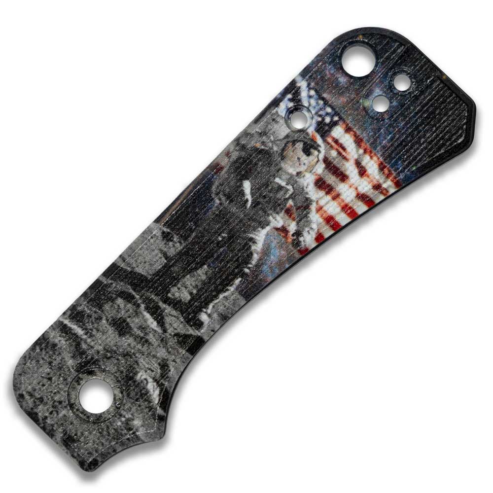 Space Kitty Civivi Baby Banter Scales (Limited), dark knife scale with cat-in-space illustration, front view