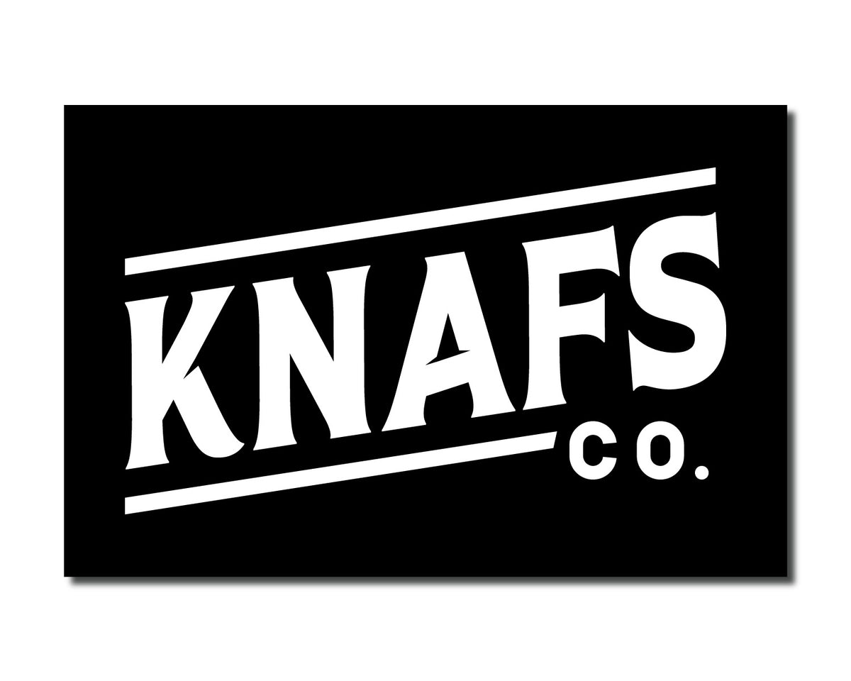 Blackout Knafs Co. Sticker, a black rectangular sticker with white "Knafs Co." logo text