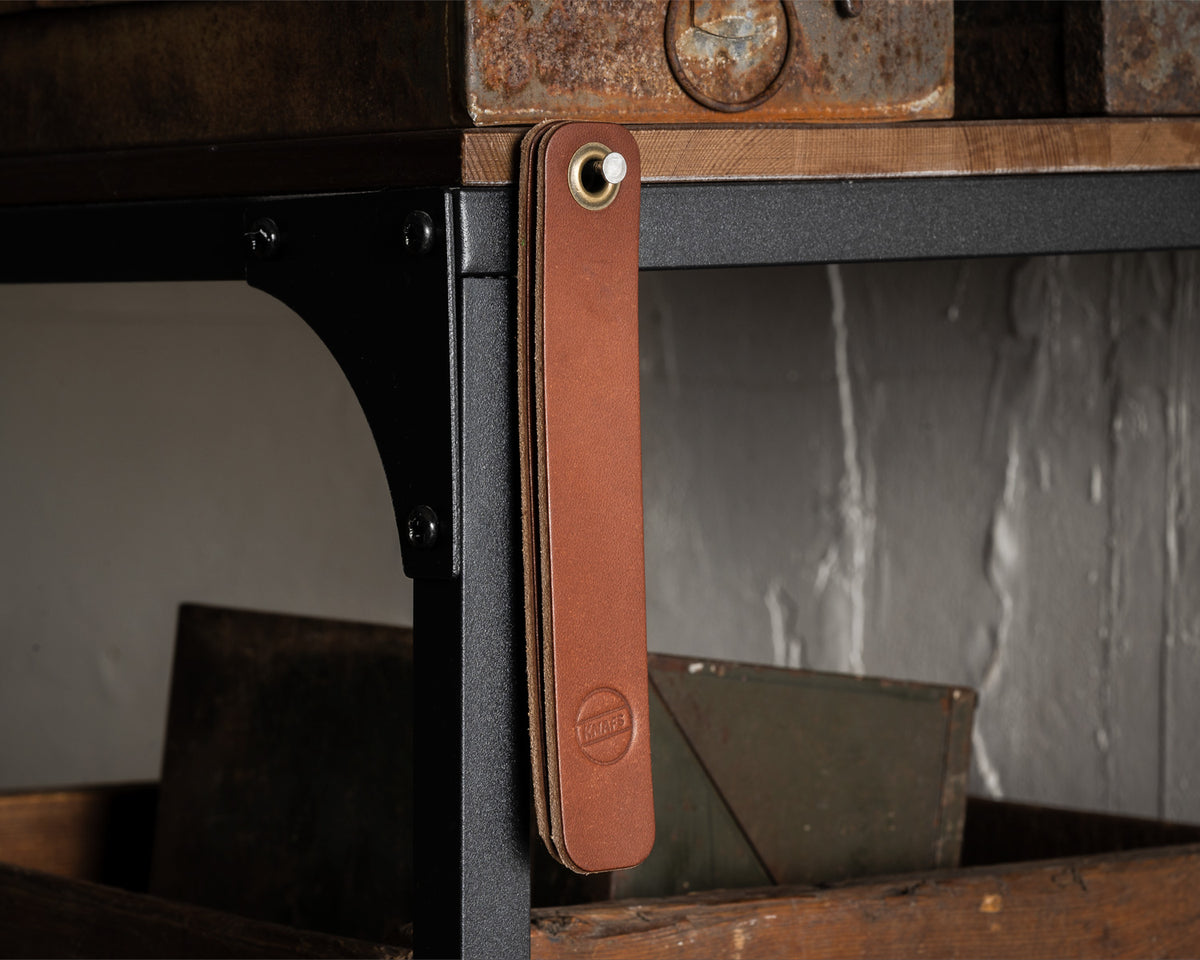 Leather Honing Strop for Pocket Knives - hanging by gromet hole