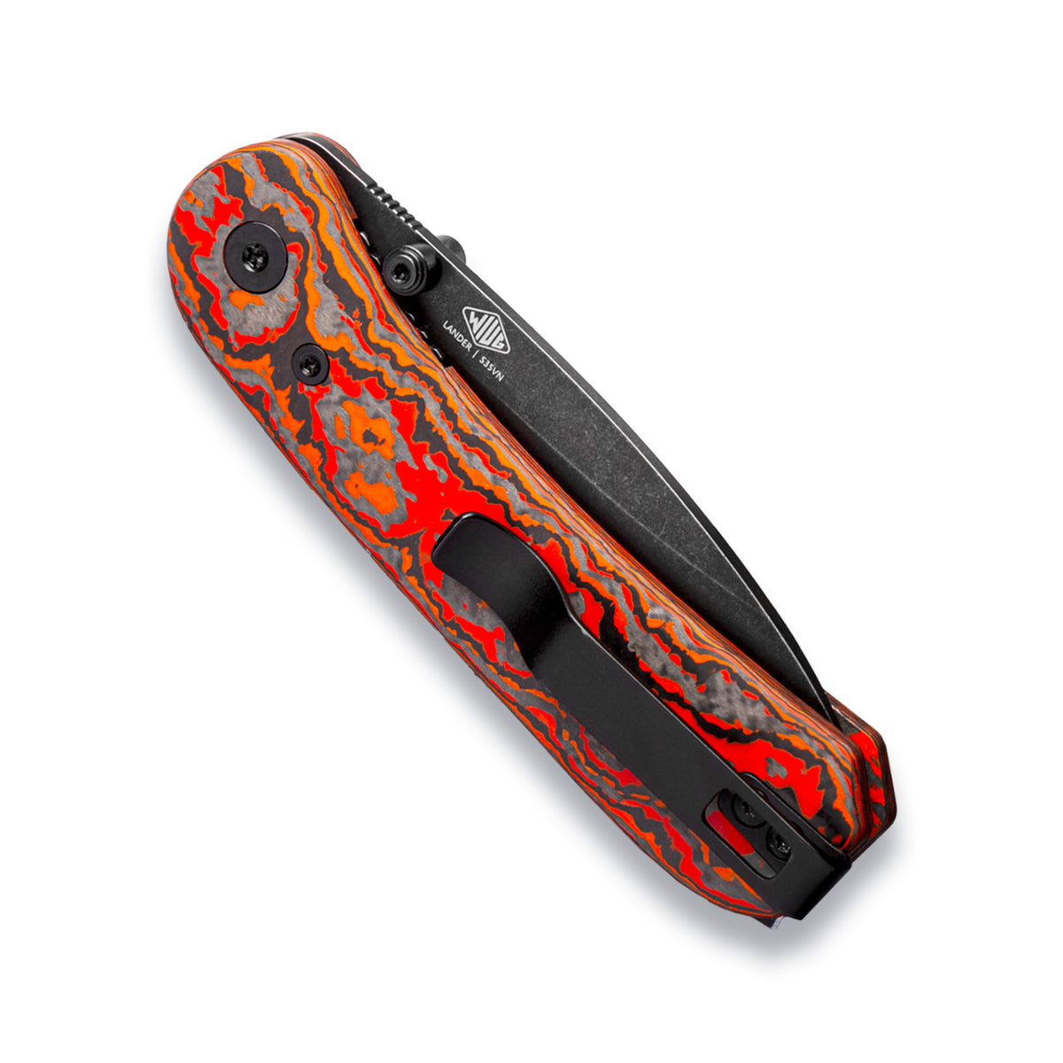 Lander Pocket Knife in Mars Valley Fat Carbon, closed