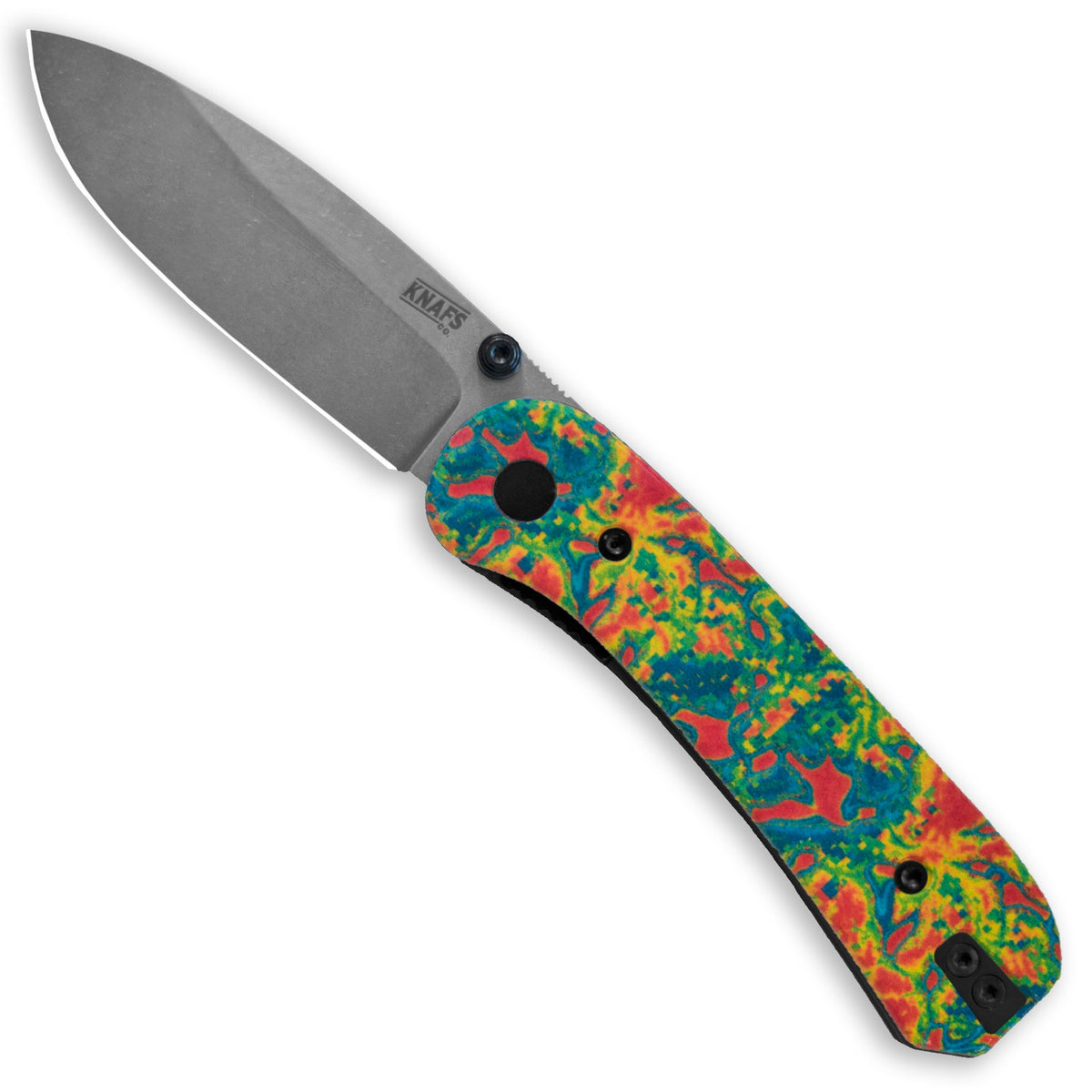 Lander 1 Knife Scales in Heatmap installed on an open knife, front view