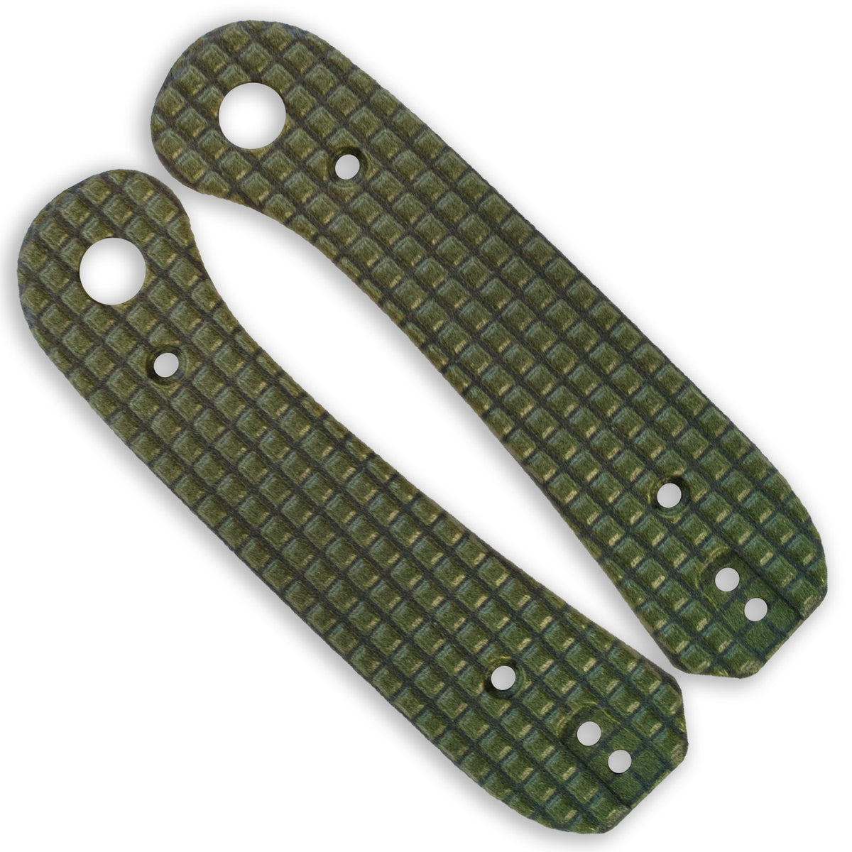 Lander 1 Knife Scales in Frag OD Green, scale pair standing upright