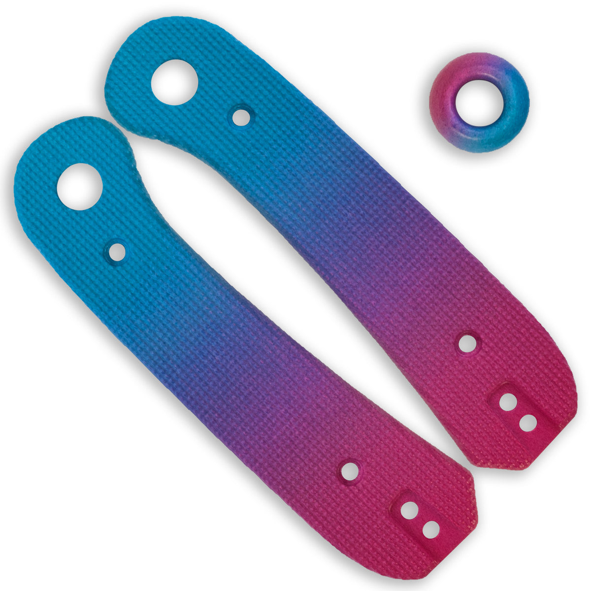 Lander 1 Knife Scales - Pink Haze Gradient - Front and Back Up Close view with the Rope Ring Lock