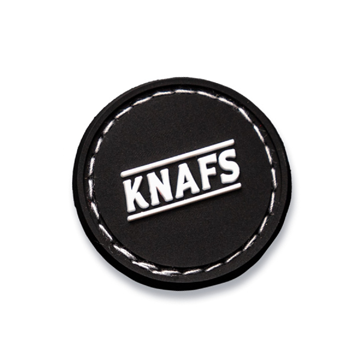 Knafs Patch Black Logo, a circular black patch with white Knafs logo