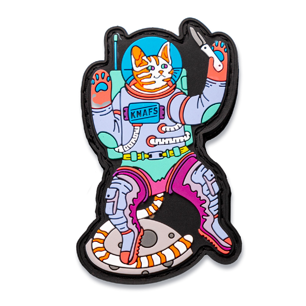 Knafs PVC Patch Space Kitty, a colorful patch of a cat astronaut