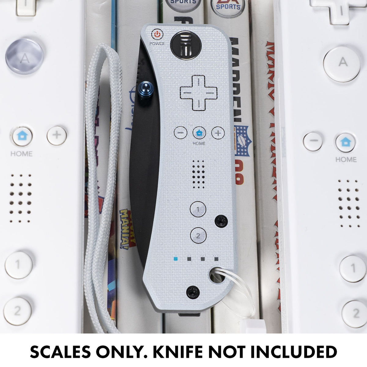 WEii Banter Scales shown on a knife with its packaging box (scales only, knife not included)